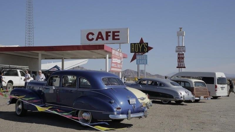 Roy's Motel and Café sign in the desert
