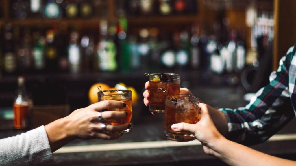 3 friends having a drink