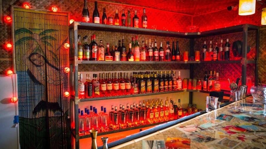 local bar full of liquor bottles