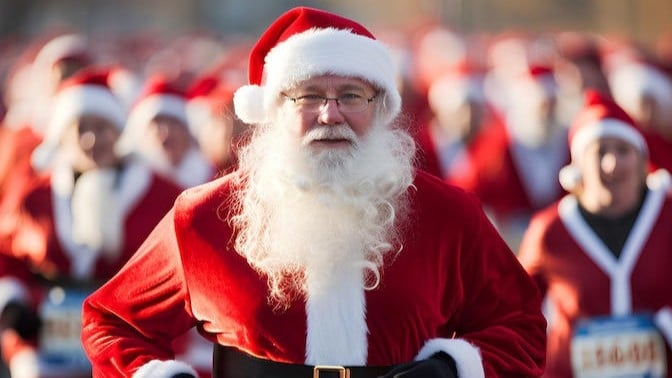 Santa and his elves for the Santa Paws 5K and Elf Dash