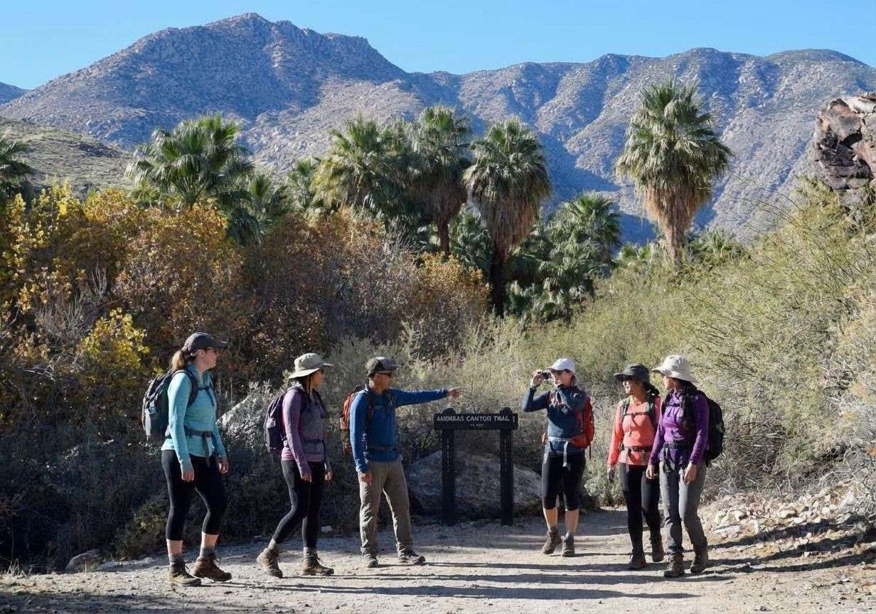 Group of hikers arriving in Indian Canyons