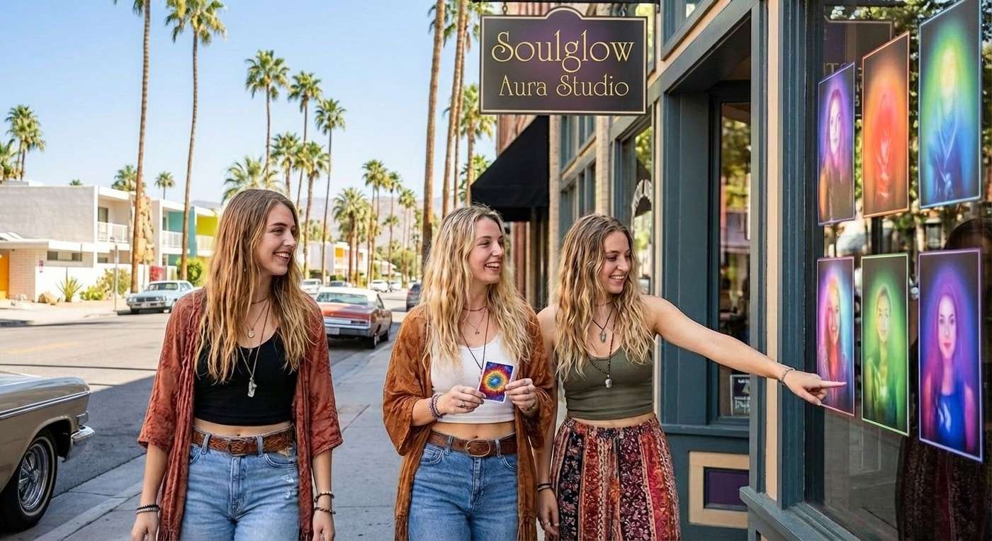 Friends on their way to get their auras read