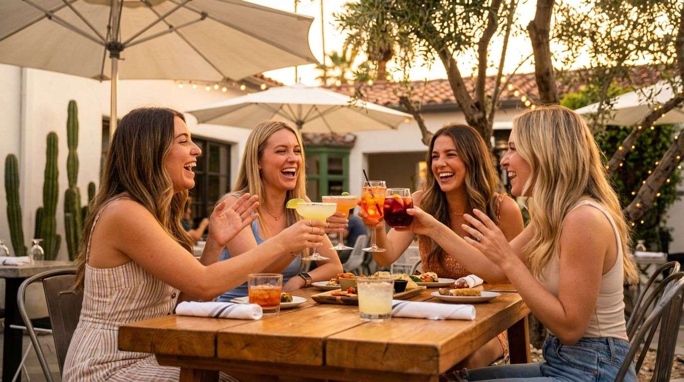 Friends drinking a cocktail at Workshop Kitchen & Bar