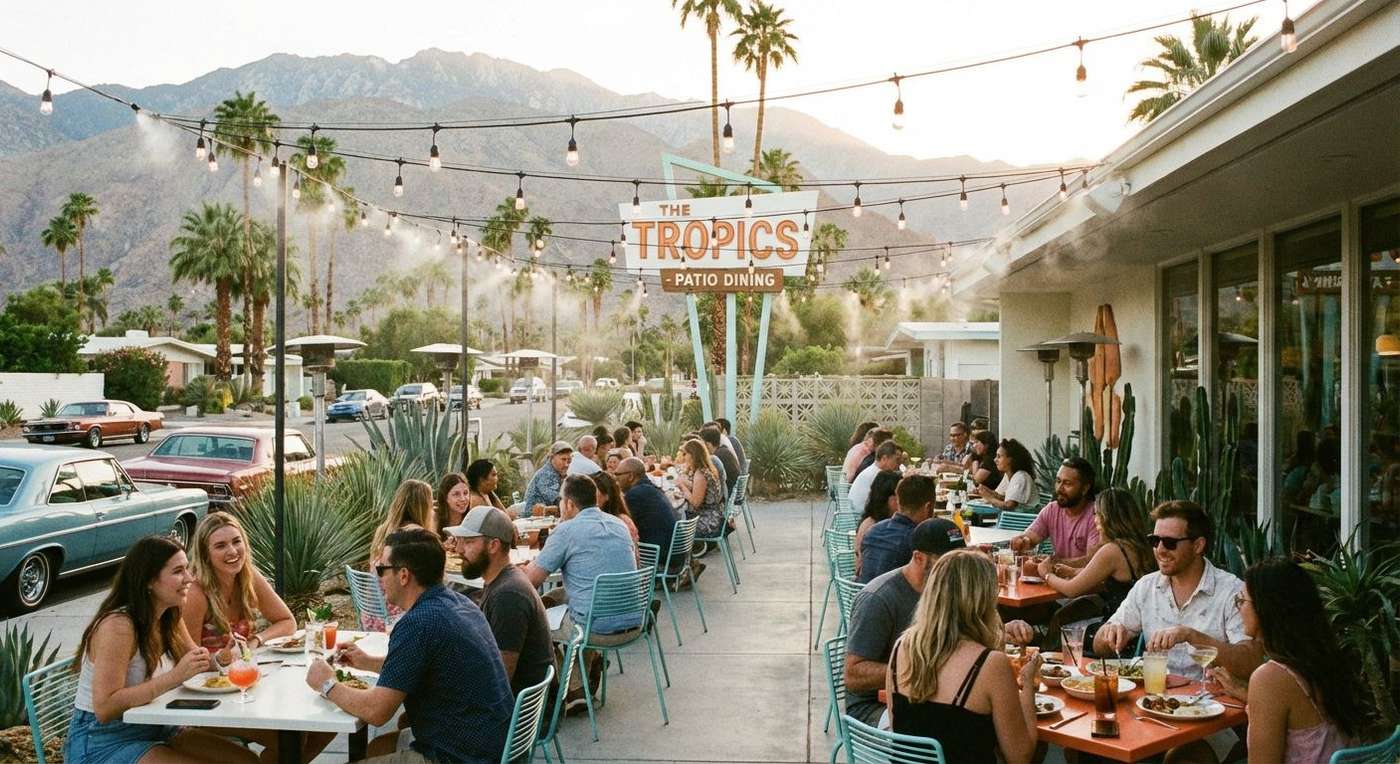 People dining outside in Palm Springs