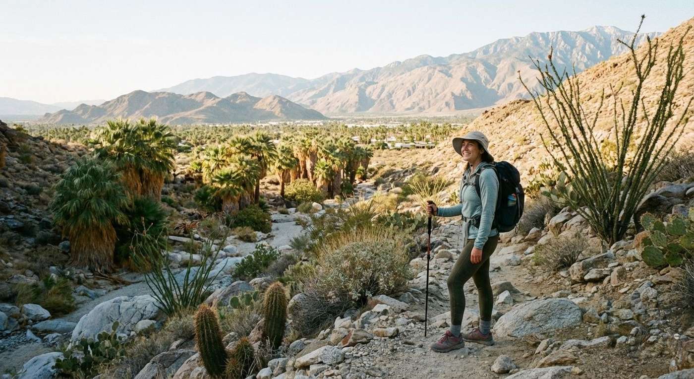 Woman hiking a trail in Palm Springs