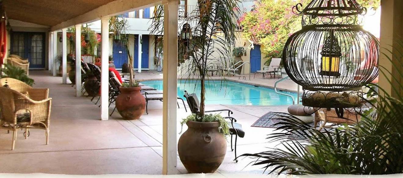 Moroccan-inspired pool at El Morocco Inn and Spa Resort in Desert Hot Springs