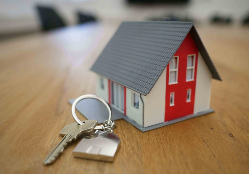 small house next to keychain