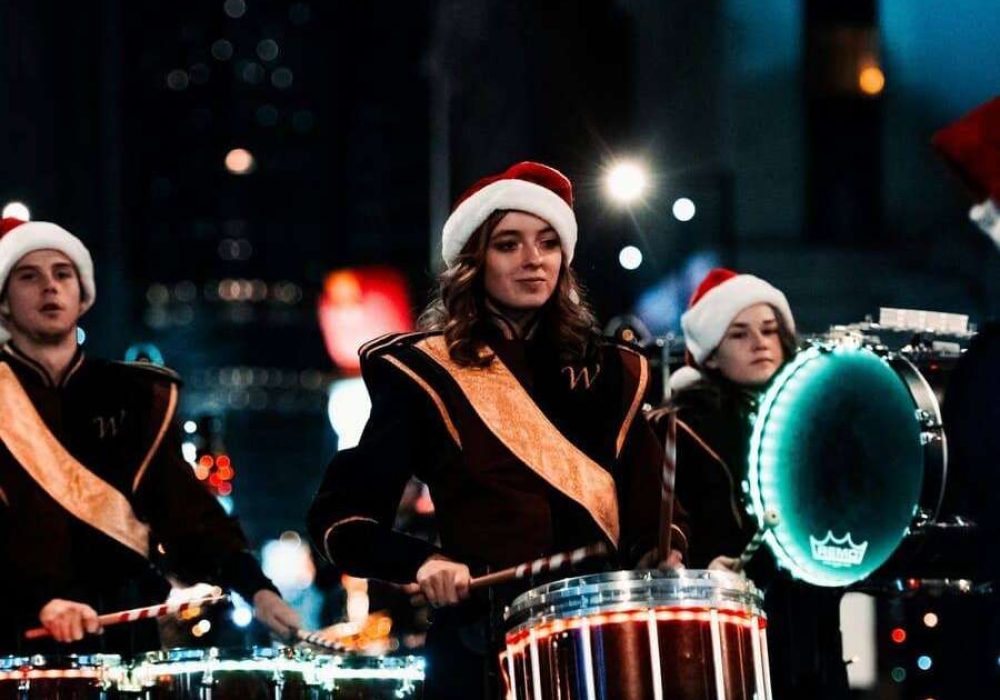 A band girl in a Christmas Parade